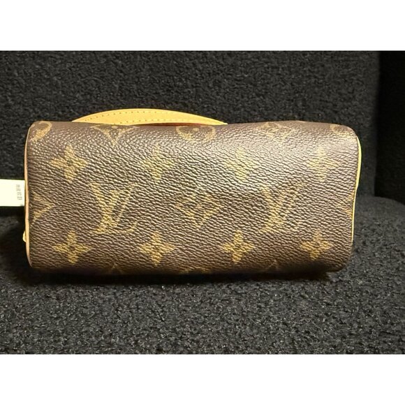 Louis Vuitton Monogram Mini Handbag Brown Leather Canvas Gold Hardware - Picture 9 of 16